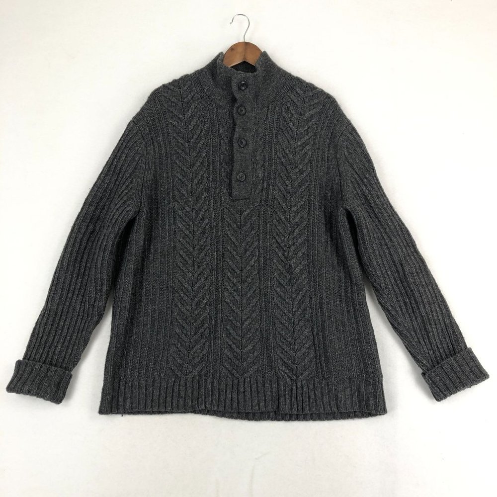 INC International Concepts Men's Size X-Large Grey Lambswool Blend Knit Sweater